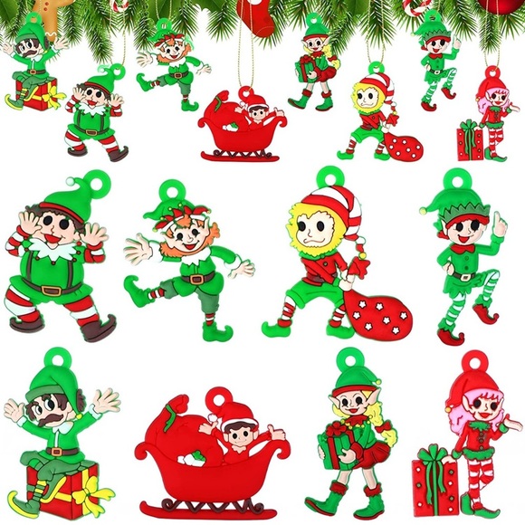 New 32 Pieces Miniature Elf Decorative Christmas Tree Ornaments - Picture 1 of 7